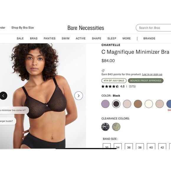 NWOT CHANTELLE C Magnifique Minimizer Bra Smooth Black Lace Size 38DDDD or 38G - Picture 5 of 11